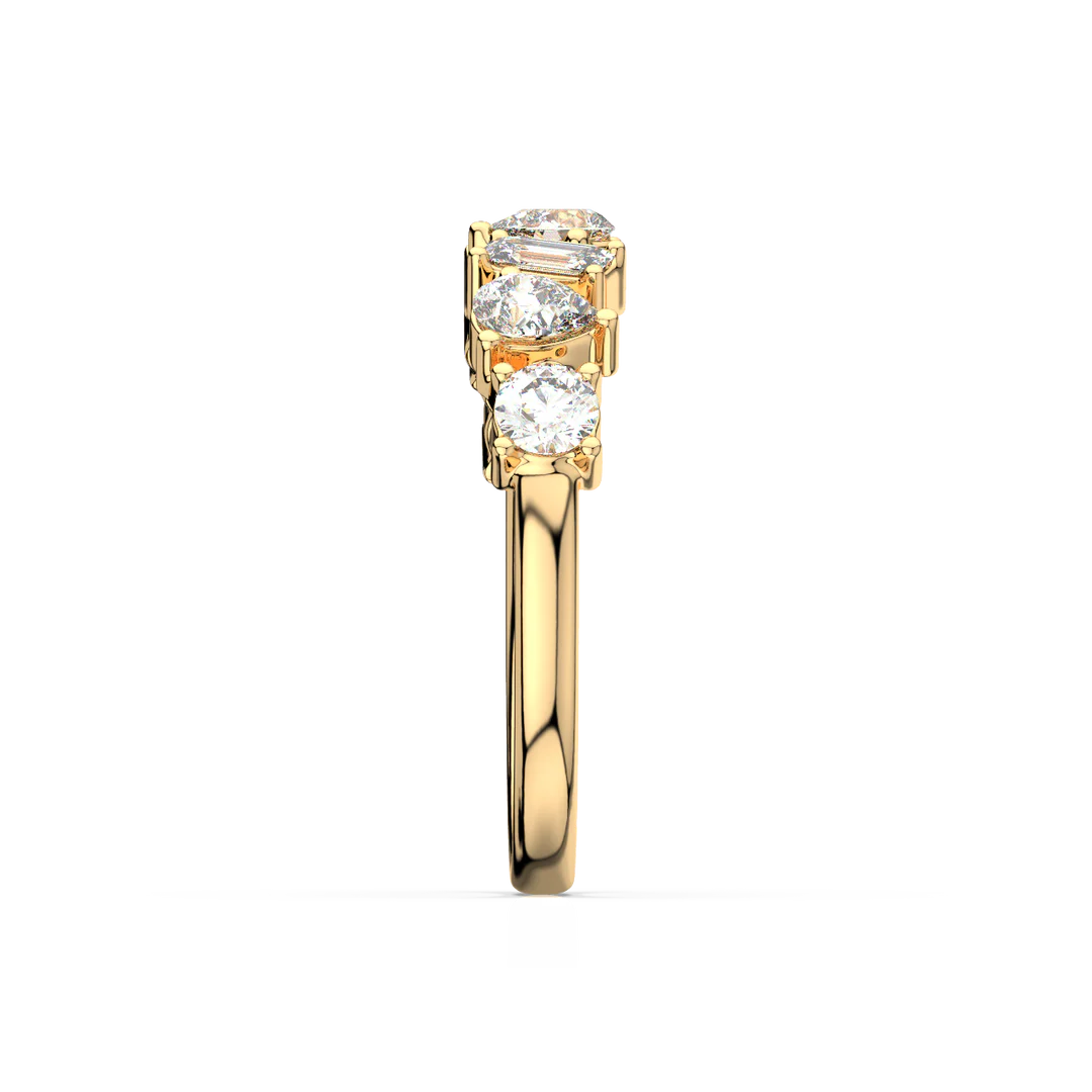 Multi-Shape Half Band Lab Grown - Engagement Diamond Ring