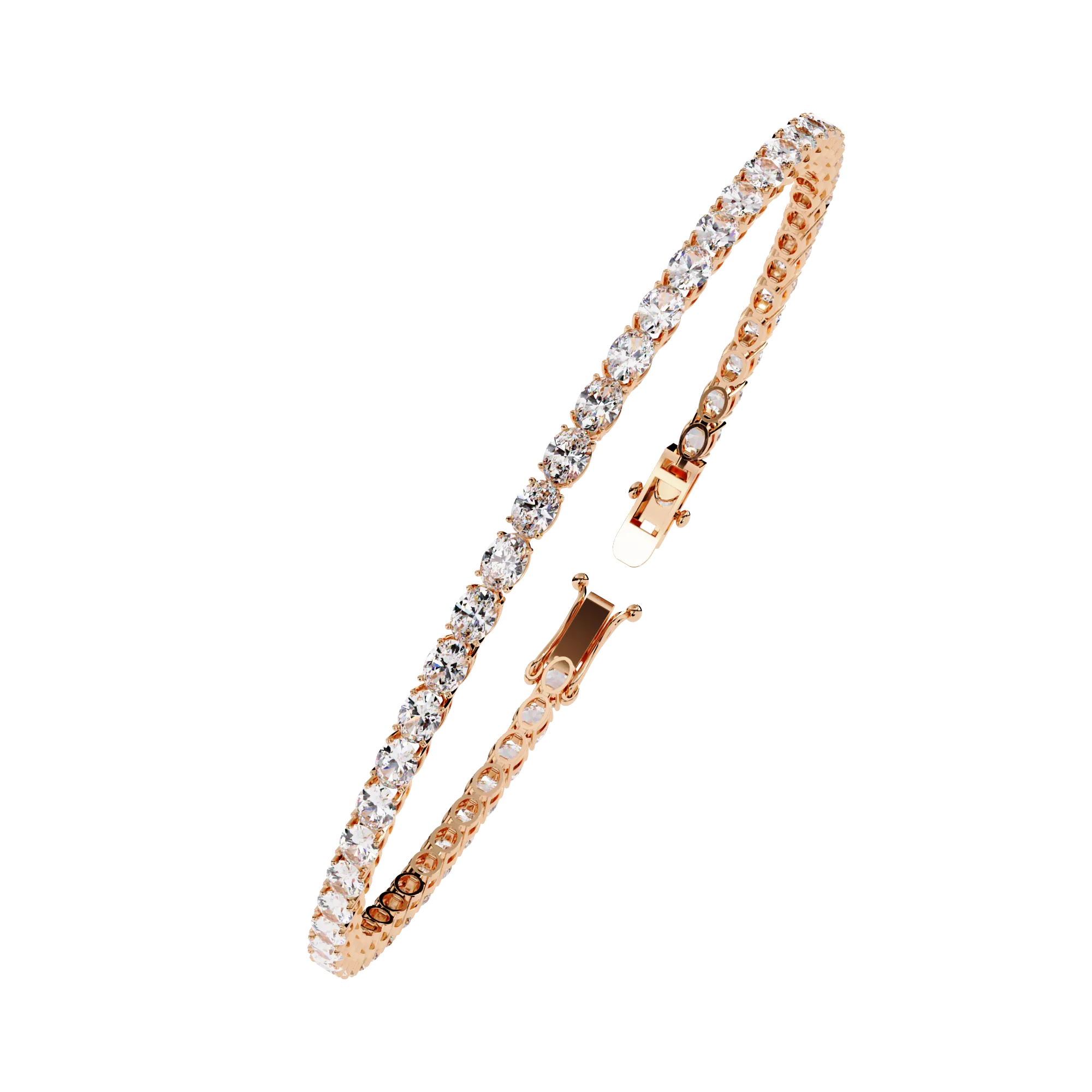 Elegant Uniform Oval Diamond Gold Eternity Line Bracelet