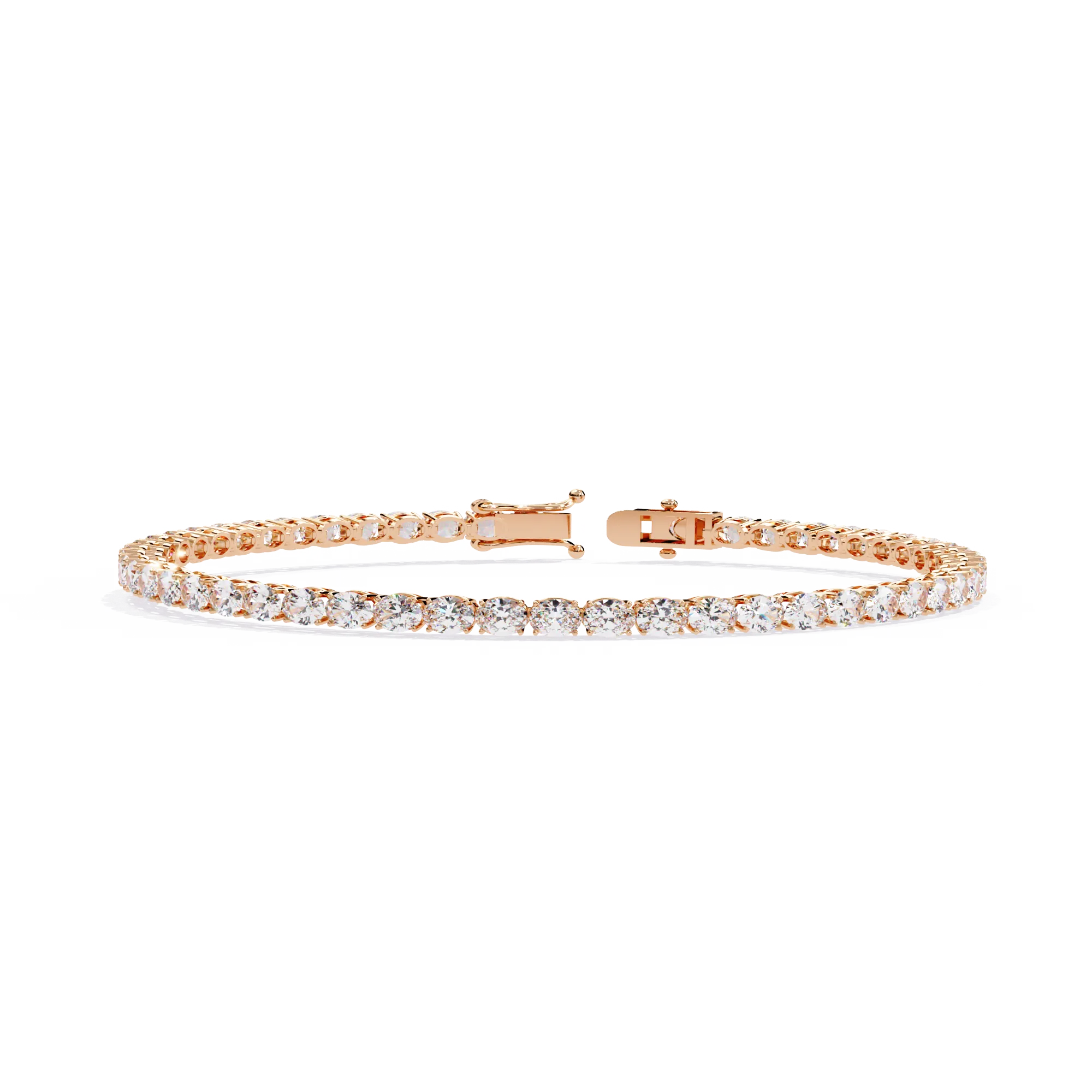 Elegant Uniform Oval Diamond Gold Eternity Line Bracelet