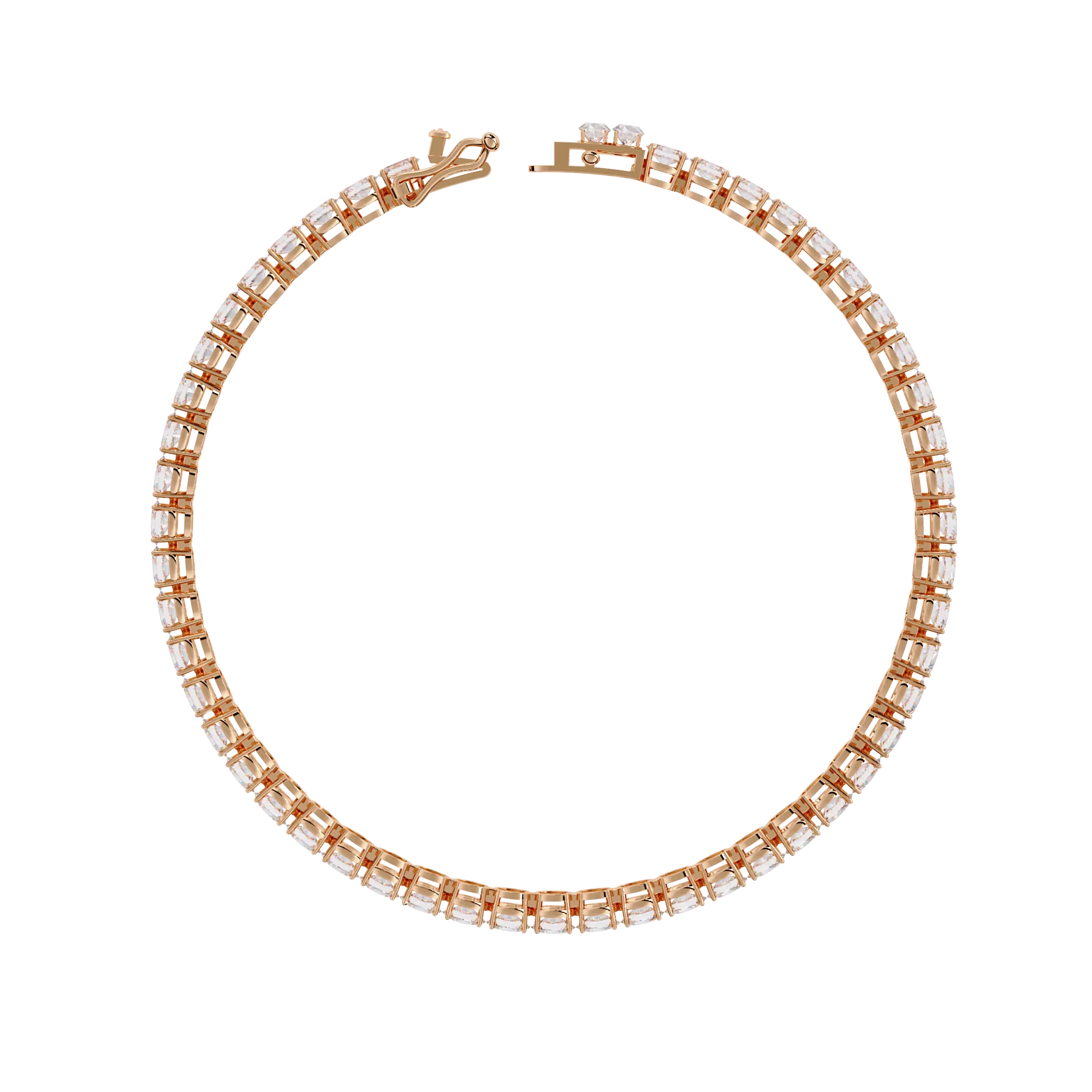 Elegant Uniform Oval Diamond Gold Eternity Line Bracelet